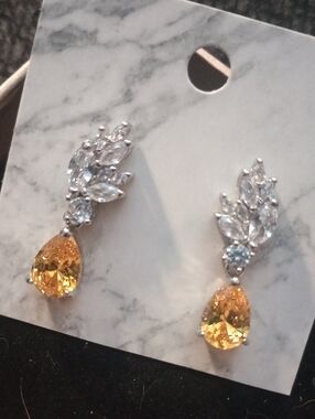 ♥️C Ind For $10 Or Bun 4/$20 Elegant Crystal Drop Earrings with Amber